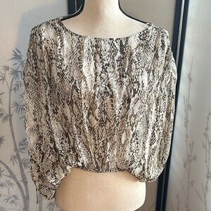 Zara Neutral Snake-Print Blouson Top